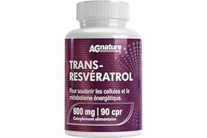 AG NATURE Trans-Resvératrol 600 mg Antioxydant Pur – 90 Comprimés avec NAD, Quercétine, Pipérine, Acide Alpha-Lipoïque et Astragale