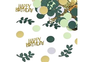 Happy Birthday Konfetti Geburtstag, Tischdeko Geburtstag Grün Gold, Goldene Confetti Geburtstagsdeko Tisch, Streudeko Geburtstage Frau Mann, Luftschlangen Deko Birth