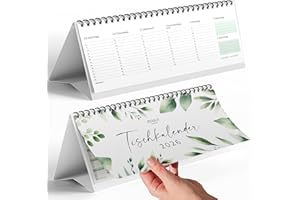 ‎MILULA STUDIOS Tischkalender 2026 Quer – Wochenkalender Aufstellkalender – Kalender 2026 Tischkalender Büro – Schreibtischkalender 2026 Wochenübersicht – Organizer Terminplaner (Greenery)