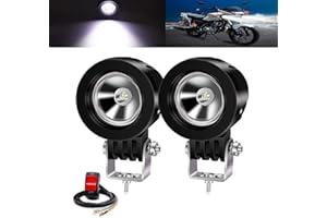 YnGia 10W Motorcycle Spotlights Led Auxiliary Lights, 2PCS White Motorcycle Fog Light LED Work Light 12V 24V for Car Truck Off Road 4X4 ATV Tractor