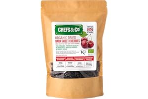 CHEFS & CO | Dried Dark Sweet Cherries (pitted) | Organic Dried Fruits | Healthy Snack | Non-sulphured, Gluten Free, Vegan | No additives, No Added Sugar,Kosher Certified (ORGANIC, 750 g (Pack of 1))