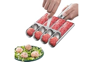 Wmzjnljy 1pc 4 Tubes Meatball Maker with Cutting Spatula Multifunctional Meatball Scoop Maker Creative Stainless Steel Kitchen for Quickly Shaping Cookies Fish Balls and Shrimp Bal(Z135-1)