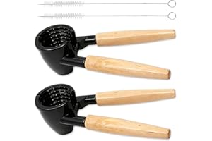 AMSNINK 2 Stück Multifunktionaler Nussknacker Walnüsse Und 2 Reinigungsbürsten, Robuster Nussknacker Haselnüsse Aus Aluminium & Holzgriff, Walnussknacker, Haselnussknacker, Für Walnüsse, Haselnüsse