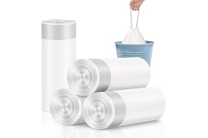 YSSHUI Sacs Poubelle 15 Litres avec Fermeture à Cordon – Ultra-Résistants, Anti-Déchirure pour Salle de Bain, Bureau & Maison (100 Pièces)