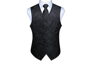 Enlision Chaleco y corbata floral jacquard paisley para hombre y traje de chaleco cuadrado