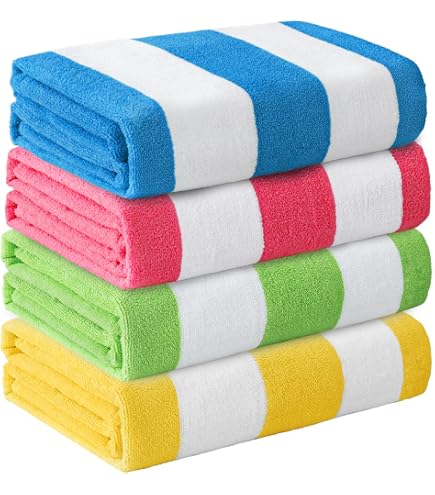 Lot De 4 Serviettes De Plage Casa Copenhagen 76x152 Cm - 100% Coton, Séchage Rapide | Pour Piscine, Bain, Voyage