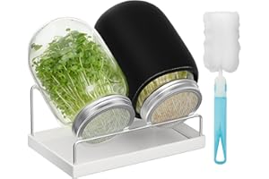 Pawfly Sprouting Kit, Wide Mouth 1 Quart (1000 mL) Mason Jars, Sprouting Jar Kit with Stainless Steel Mesh Sprouting Lids, Sprouts Growing Kit, Seed Sprouter for Broccoli, Mung Bean & Alfalfa
