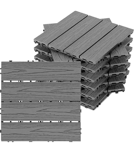 Fiqops WPC-tegels, 33 stuks, 30 x 30 cm, WPC terrastegels, tuintegels Fiqops WPC-tegels, 33 stuks, 30 x 30 cm, WPC terrastegels, tuintegels