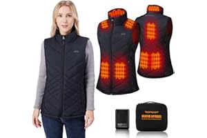 TOPDOT Gilet Chauffant Femme avec Batterie 7.4V 10000 mAh, 8 Zones de Chauffage, Gilet Chauffant électrique Léger à 3 Températures, Veste Chauffante pour la Balades en Plein Air, Camping et le Travail