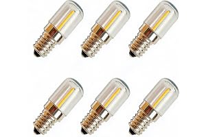 E14 0,5W Mini LED-lampa, DC 12-60V T18S, Kylskåpslampa | Mjuk varmvit, 0,5W bred spänning 12-60V for kylskåp, vitrinskåp (6-pack)(Warm-White,12V)