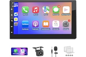 REAKOSOUND [2GB+32GB] Autoradio 2 Din con 7 Pollici Touchscreen Stereo Auto Supporta Wireless Carplay&Android Auto, Autoradio Bluetooth con Telecamera 4K, Microfono, Bluetooth Vivavoce, Mirror Link, GPS/WiFi