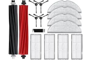 liveryde Pièces de rechange compatibles avec Roborock S8 / S8 Plus Robot Aspirateur, 1 brosse à double rouleau, 4 brosses latérales, 4 filtres Hepa, 4 chiffons de vadrouille pack de rechange