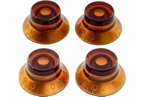 Musiclily Pro Imperial Pulgadas Tamaño Botones de Potenciómetros Forma de Sombrero Perillas para USA Guitarra Eléctrica Les Paul Style, Ámbar (Juego de 4)