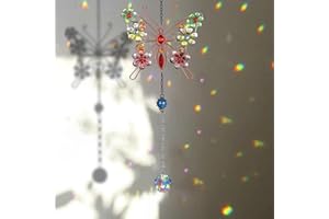 PEPOYO AI Sun Catcher Hanging Crystals for Windows Garden Hanging Ornaments Outdoor Good Luck Charm (Butterfly)