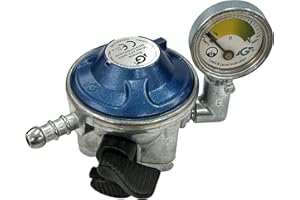 IGT 28Mbar Butane Gas Regulator With Pressure Gauge Fits 21Mm Gas Cylinders