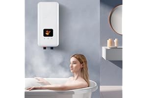 BAZARGAME Scaldabagno elettrico istantaneo senza serbatoio, potenza regolabile da 3500 W a 5500 W, montaggio a parete (bianco)