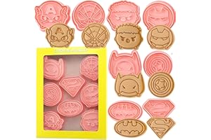 Crethink Cartoon Cookie Cutter-8 Plastic Cookie Stamp- Cartoon Fun Cookie Mold, Set da Forno per Bambini.