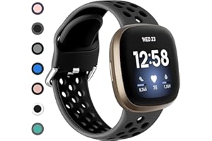 Dirrelo Cinturino Compatibile con Fitbit Versa 3 Cinturino/Fitbit Sense Cinturino per Donna Uomo, Morbido Silicone Sportiva Ricambio Traspirante per Fitbit Versa 3/Fitbit Sense, Piccolo Largo