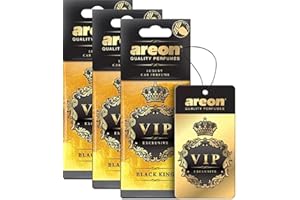 AREON VIP - Ambientador colgante de cartón para coche, hogar y oficina, perfume de colonia premium con fragancias naturales, aroma de larga duración, fresco y lujoso, diseño elegante, Black King,