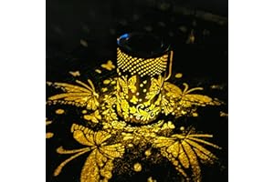 Neioaas Solar Outdoor Lantern,Hanging Metal Butterfly Lantern Solar Waterproof Garden Light,Cutout Lawn LED Projection Light for Garden,Courtyard,Yard (Large,Bronzed)