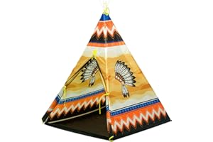NICK AND BEN L.A. Sports Kinder-Tipi-Spielzelt | Indianerzelt mit Buntem Motiv für drinnen & draußen | Schnell aufbaubares Tipi-Zelt mit Fiberglas-Stangen | Wasserabweisendes Kinderzelt