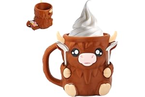 Leseogye Highland Cow Ice Cream Holder, 3D Printed Ice Cream Holder with Drawer & 2 Spoons, Highland Cow Gifts for Lovers, 16oz