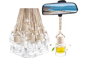 ‎PARFUMLISM 30 Stück Auto Parfüm Glasflasche Leer,8ml Auto Lufterfrischer Anhänger,Aromatherapie ätherisches Öl Diffusor Nachfüllbar,Duftflaschen zum selbst befüllen mit Holzabdeckung,für Auto Zuhause Büro