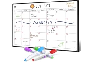 Smart Panda A3 Calendrier Magnétique Pour Frigo - Planifier Les Repas Familiaux, Listes De Courses ou Une Aide A L’étude - Tableau Aimanté - Mensuel - en Français
