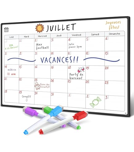 BIROYAL Calendrier Magnétique Frigo (41,7x32 Cm), Grand Planning Frigo Magnetique, Tableau Planning Semainie Effaçable, Planificateur Hebdomadaire Pour Menus/Repas, Projets, Planification Des Tâches