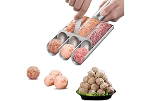 COZHYESS None-Stick Meat Baller, Kitchen Triple Meatball Maker, Stainless Steel Meatball Maker with Cutting Spade, DIY Kitchen Cooking Tools for Quick Cooping Meatballs, Fish Balls, Beef Balls