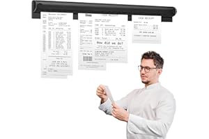 HEMLOSK Halterung für Bestellschein, Restaurant, Tickethalter, selbstklebend, aus Aluminium, schwarz, 30 cm, Halterung für Bestellscheine, Küche, Ticketschiene, Wand, aus Aluminium, Kommandotür, Bar, Büro