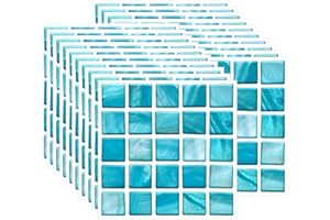 FBBULES 20PCS Adesivi per Piastrelle Cucina e Bagno, PVC Autoadesiva Mosaico Sticker Piastrelle Adesive, Impermeabile Mosaico Adesivi Parete per Piastrelle, Cielo Blu (10x10cm/4x4pollici)
