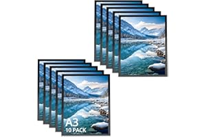 QWORK® 10 Pezzi cornici magnetiche A3, cornice magnetica adesiva per display, nera, per pubblicità, avvisi, documenti