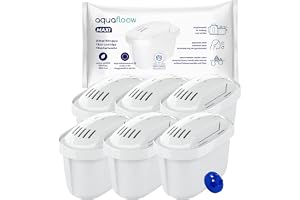 Aquafloow Set med 6 Vattenfilterpatroner | Kompatibla med Brita Maxtra+, Maxtra Pro, Marella, Style, Elemaris