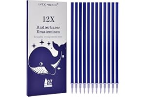 LVZONGXIN Ersatzminen, Kompatibel Mit Legami, [ Blau, 12er], Spitze 0,7mm,Höhe 13 cm, Radierbare Tintenrolle (BLAU0, 12)