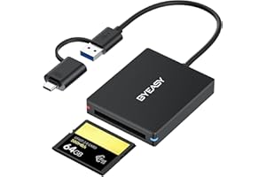 BYEASY CFast 2.0 Lector a través de USB 3.0 o Puerto USB C, Lector de Tarjetas CFast Lector de Tarjetas de Memoria portátil Profesional con Puerto Thunderbolt 3 para Sandisk, Atomos, Snoy Card More