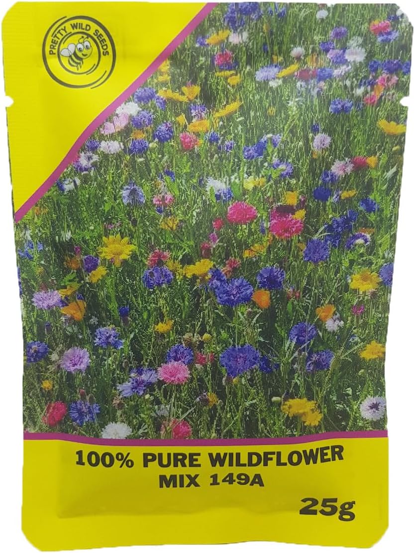 Mix 149a 25g Wild Flower Meadow Pouch Certified Seeds Over 25 Species of Flower NO Grass Amazing Value Bulk Wholesale 25m2