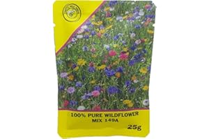 PRETTY WILD SEEDS Mix 149a 25g Wild Flower Meadow Pouch Certified Seeds Over 25 Species of Flower NO Grass Amazing Value Bulk Wholesale 25m2