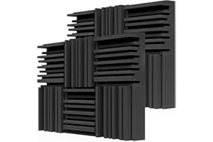 BXI Lot de 12 panneaux acoustiques épais en mousse à large bande, 76,2 x 76,2 x 7,8 cm, rembourrage dense et insonorisant, absorbeur de mousse pour studio d'enregistrement, panneau mural décoratif 3D