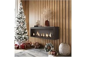 SKRAUT HOME | Cheminée électrique LED | Effet Flamme | 107x38x25cm | Salon - Salle à Manger | Décorative | Style Moderne | Noirs