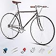 700C Racing Bike for Men Women, High Carbon Steel Frame, Single Speed Bike, Height Adjustable, Lightweight Road Bike, Adult Commuter Bicycle with V-Brake