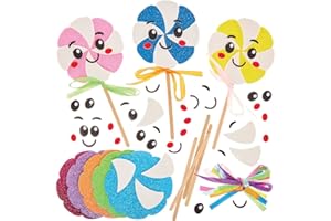 Baker Ross FX703 Kits de décoration assortiment sucettes - Lot de 8, Kit de décoration en mousse pour enfants