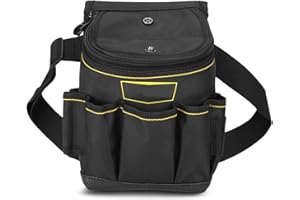 AGRDEED Electrician Pouch,Electrician Tool Belt Pouch with Lid, Carpenters Tool Pouch with Adjustable Nylon Belt Heavy Duty Professional Waist Work Pouch for Electricians Technician