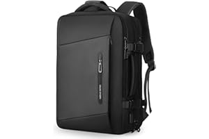 MUZEE MARK RYDEN Powiększany plecak 25-40L, biznesowy plecak męski, 17" torba na laptopa z przyłączem USB do ładowania, wodoszczelny, zabezpieczający przed kradzieżą, do samolotu, bagaż podręczny, czarny