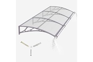 GGNEBAI Door Canopy Outdoor Awning with Drainage,300x100 cm Polycarbonate Rain Shelter with ABS Brackets,Polycarbonate Sheet,UV,Snow Protection for Porch,Front Door, Patio, Window, Deck