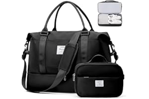 SEAFEW Reisetasche Damen Handgepäck Tasche Sporttasche mit Kulturbeutel Weekender Bag Schwimmtasche Wasserdicht Travel Duffle Bag Fitnesstasche Trainingstasche Krankenhaustasche mit Schuhfach,C1-Schwarz