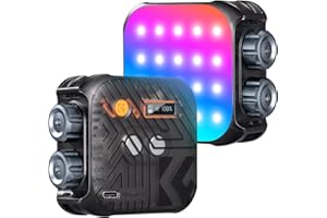 K&F CONCEPT 60 LED RGB Videolicht, 360° Vollfarbige Tragbare Fotoleuchte, 2500K-9900K CRI 96+, mit 21 Lichteffekten, Mini Kamera Licht mit 2000mAh Akku für Vlogging, Selfie, Fotografieren,schwarz