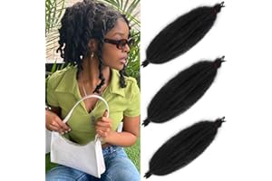 Leeven 16 Pouces Springy Twist Hair for Afro Marley Locs 3 Packs Pre Separated Popping Spring Twist Crochet Hair for Distressed Locs Afro Kinky Curly Marley Braiding Hair Extensions /1B#
