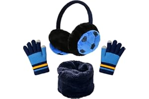 HTTDSLF Kinder Ohrenwärmer Ohrwärmer, Ohrenwärmer Kinder, Niedliche Cartoon-Fußball-Ohrenschützer für Mädchen, Thermoanzug für Jungen & Mädchen - Jungen Ohrenschützer | Handschuhe | Loop Schal