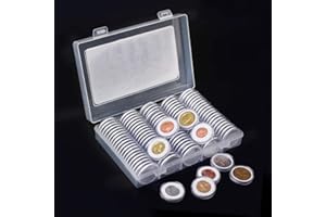 Hossom Cápsulas para Monedas, Álbum de Colección de Monedas, 100 Piezas Cápsulas de Moneda, 5 tamaños (17/20/25/27/30 mm) con Junta Protectora de EVA, Monedas Coleccion